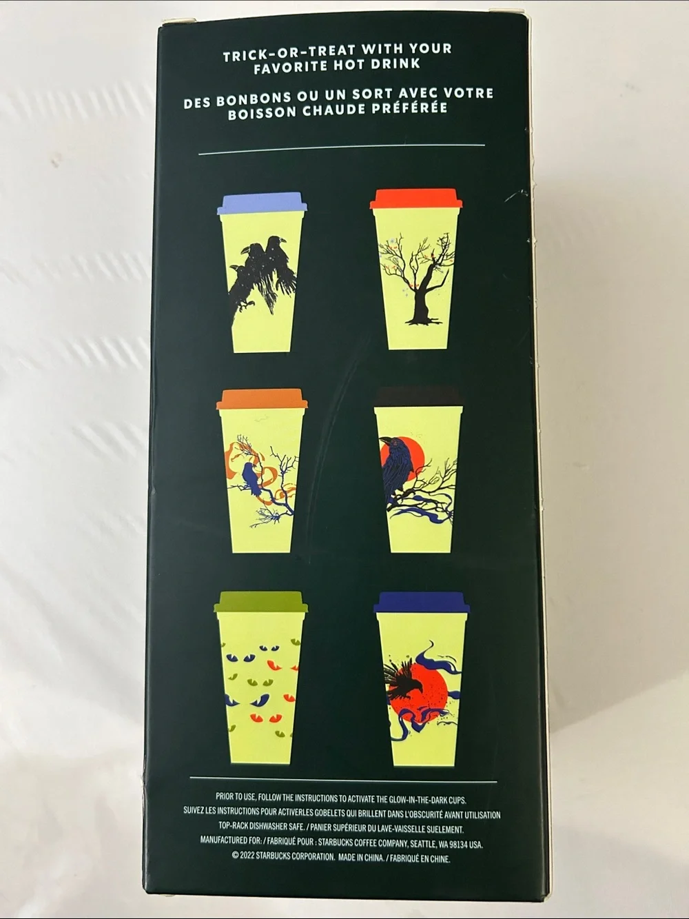 BNIB Starbucks Halloween Reusable Hot Cups that Glow-In-The-Dark